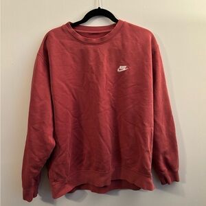 Nike Red Crewneck Sweater with Ribbed Cuffs